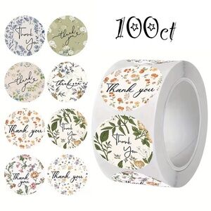 Thank You Design Stickers 100ct~ 1”  (Boutique) ~NEW~